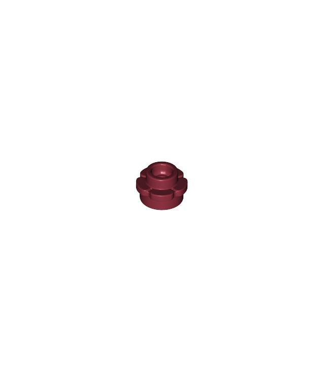 LEGO - Plaat, rond 1 x 1 met bloemrand (5 bloemblaadjes) - Dark Red | N