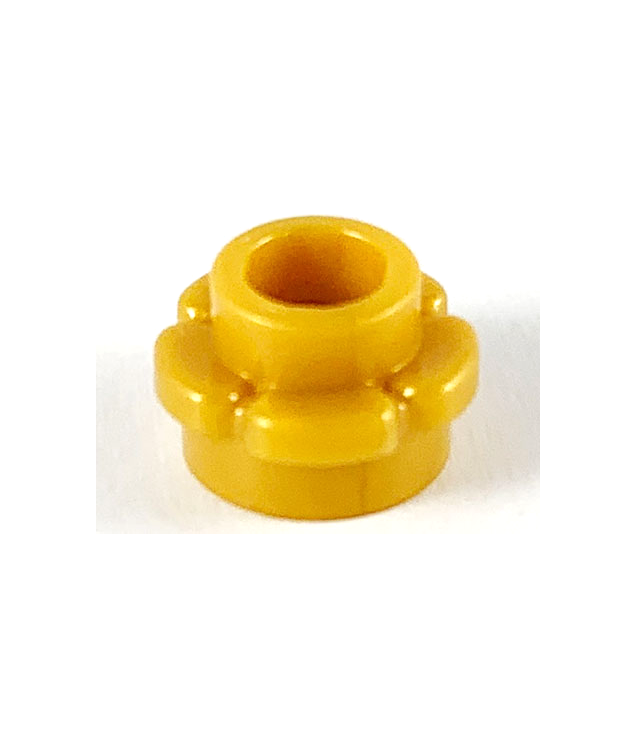 LEGO - Plaat, rond 1 x 1 met bloemrand (5 bloemblaadjes) - Pearl Gold | N