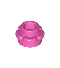 LEGO - Plaat, rond 1 x 1 met bloemrand (5 bloemblaadjes) - Dark Pink | N - Thumbnail