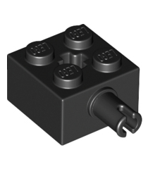 LEGO - Steen, gemodificeerd 2 x 2 met pen en as-gat - Black | N - Thumbnail