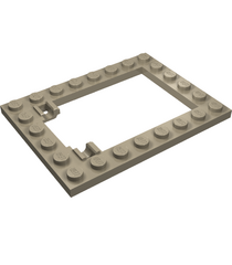 LEGO - Plaat, gemodificeerd 6 x 8 valdeurframe horizontaal (lange penhouders) - Dark Tan | N - Thumbnail