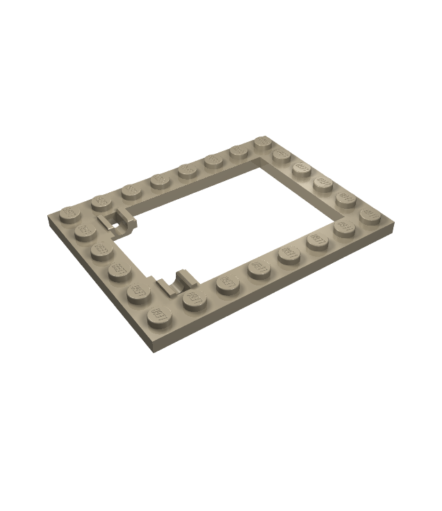 LEGO - Plaat, gemodificeerd 6 x 8 valdeurframe horizontaal (lange penhouders) - Dark Tan | N