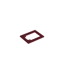LEGO - Plaat, gemodificeerd 6 x 8 valdeurframe horizontaal (lange penhouders) - Dark Red | N - Thumbnail