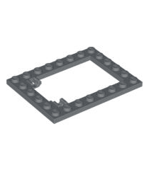 LEGO - Plaat, gemodificeerd 6 x 8 valdeurframe horizontaal (lange penhouders) - Dark Bluish Gray | N - Thumbnail