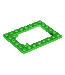 LEGO - Plaat, gemodificeerd 6 x 8 valdeurframe horizontaal (lange penhouders) - Bright Green | N - Thumbnail