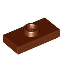 LEGO - Plaat, gemodificeerd 1 x 2 met 1 nop met groef en onderop een nophouder (jumper) - Reddish Brown | N - Thumbnail