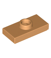 LEGO - Plaat, gemodificeerd 1 x 2 met 1 nop met groef en onderop een nophouder (jumper) - Medium Nougat | N - Thumbnail