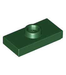 LEGO - Plaat, gemodificeerd 1 x 2 met 1 nop met groef en onderop een nophouder (jumper) - Dark Green | N - Thumbnail