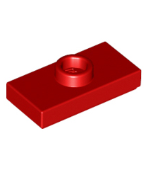 LEGO - Plaat, gemodificeerd 1 x 2 met 1 nop met groef en onderop een nophouder (jumper) - Red | N - Thumbnail