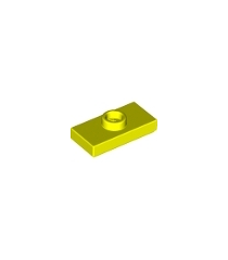LEGO - Plaat, gemodificeerd 1 x 2 met 1 nop met groef en onderop een nophouder (jumper) - Neon Yellow | N - Thumbnail
