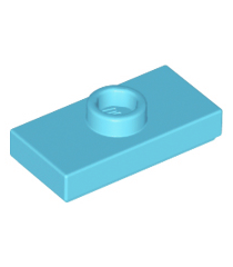 LEGO - Plaat, gemodificeerd 1 x 2 met 1 nop met groef en onderop een nophouder (jumper) - Medium Azure | N - Thumbnail