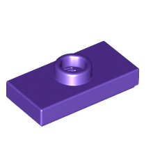 LEGO - Plaat, gemodificeerd 1 x 2 met 1 nop met groef en onderop een nophouder (jumper) - Dark Purple | N - Thumbnail
