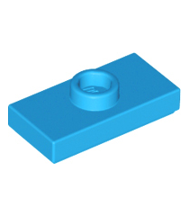 LEGO - Plaat, gemodificeerd 1 x 2 met 1 nop met groef en onderop een nophouder (jumper) - Dark Azure | N - Thumbnail