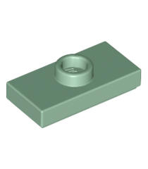 LEGO - Plaat, gemodificeerd 1 x 2 met 1 nop met groef en onderop een nophouder (jumper) - Sand Green | N - Thumbnail