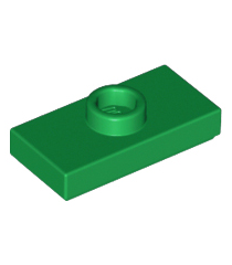 LEGO - Plaat, gemodificeerd 1 x 2 met 1 nop met groef en onderop een nophouder (jumper) - Green | N - Thumbnail