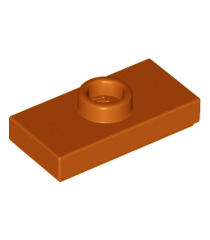 LEGO - Plaat, gemodificeerd 1 x 2 met 1 nop met groef en onderop een nophouder (jumper) - Dark Orange | N - Thumbnail