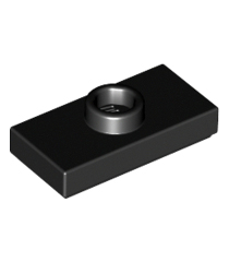 LEGO - Plaat, gemodificeerd 1 x 2 met 1 nop met groef en onderop een nophouder (jumper) - Black | N - Thumbnail