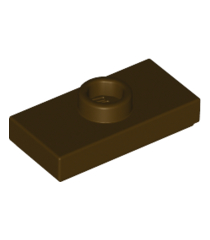 LEGO - Plaat, gemodificeerd 1 x 2 met 1 nop met groef en onderop een nophouder (jumper) - Dark Brown | N - Thumbnail