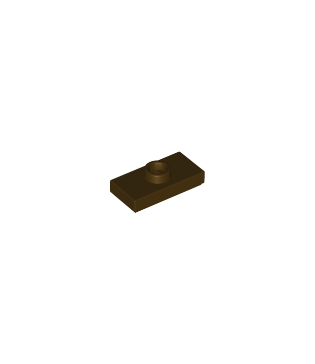 LEGO - Plaat, gemodificeerd 1 x 2 met 1 nop met groef en onderop een nophouder (jumper) - Dark Brown | N