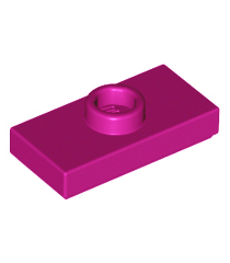 LEGO - Plaat, gemodificeerd 1 x 2 met 1 nop met groef en onderop een nophouder (jumper) - Magenta | N - Thumbnail