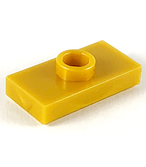 LEGO - Plaat, gemodificeerd 1 x 2 met 1 nop met groef en onderop een nophouder (jumper) - Pearl Gold | N - Thumbnail