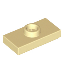LEGO - Plaat, gemodificeerd 1 x 2 met 1 nop met groef en onderop een nophouder (jumper) - Tan | N - Thumbnail