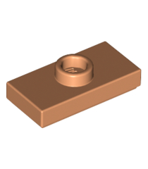 LEGO - Plaat, gemodificeerd 1 x 2 met 1 nop met groef en onderop een nophouder (jumper) - Nougat | N - Thumbnail
