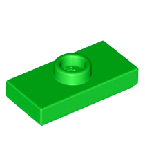 LEGO - Plaat, gemodificeerd 1 x 2 met 1 nop met groef en onderop een nophouder (jumper) - Bright Green | N - Thumbnail