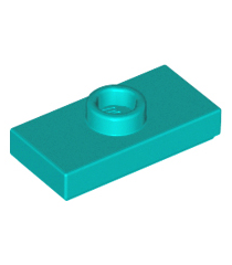 LEGO - Plaat, gemodificeerd 1 x 2 met 1 nop met groef en onderop een nophouder (jumper) - Dark Turquoise | N - Thumbnail
