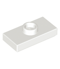 LEGO - Plaat, gemodificeerd 1 x 2 met 1 nop met groef en onderop een nophouder (jumper) - White | N - Thumbnail