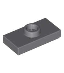 LEGO - Plaat, gemodificeerd 1 x 2 met 1 nop met groef en onderop een nophouder (jumper) - Dark Bluish Gray | N - Thumbnail