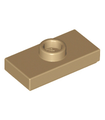 LEGO - Plaat, gemodificeerd 1 x 2 met 1 nop met groef en onderop een nophouder (jumper) - Dark Tan | N - Thumbnail