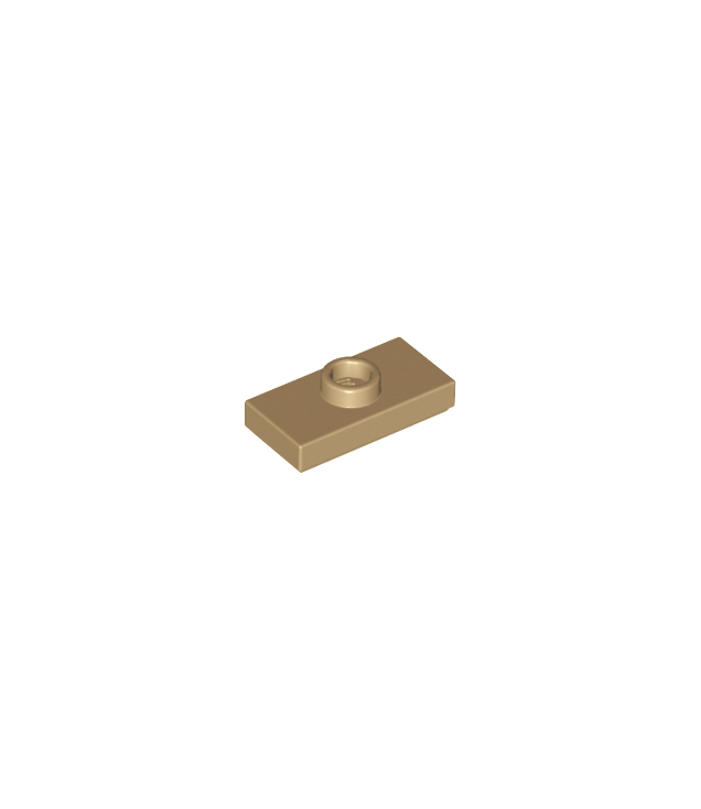 LEGO - Plaat, gemodificeerd 1 x 2 met 1 nop met groef en onderop een nophouder (jumper) - Dark Tan | N