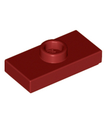 LEGO - Plaat, gemodificeerd 1 x 2 met 1 nop met groef en onderop een nophouder (jumper) - Dark Red | N - Thumbnail