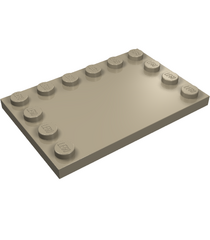 LEGO - Tegel, gemodificeerd 4 x 6 met noppen aan randen - Dark Tan | N - Thumbnail