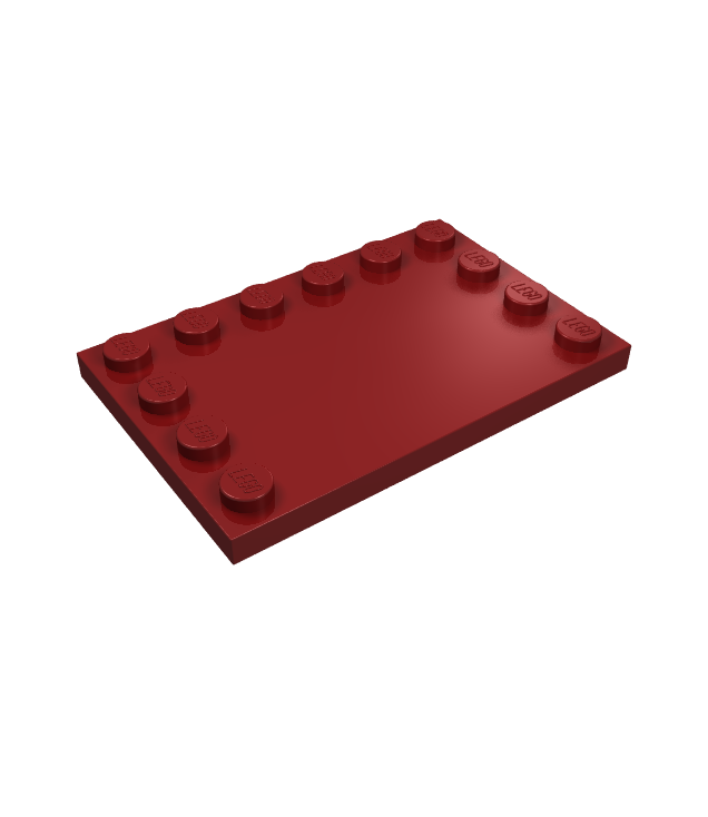 LEGO - Tegel, gemodificeerd 4 x 6 met noppen aan randen - Dark Red | N
