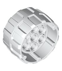 LEGO - Wiel, hard plastic met profiel, 7 pen­gaten en binnenring (Ø37 mm x 22 mm) - White | N - Thumbnail