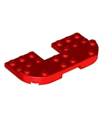 LEGO - Plaat, rond 4 x 8 x 2/3, verhoogd 2 x 8 en met 2 x 2 uitsparing - Red | N - Thumbnail
