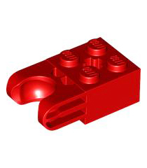 LEGO - Technic, steen gemodificeerd 2 x 2 met kogelgewricht en as-gat - rechte vorken met ronde uiteinden en gesloten zijkanten - Red | N - Thumbnail