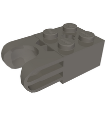 LEGO - Technic, steen gemodificeerd 2 x 2 met kogelgewricht en as-gat - rechte vorken met ronde uiteinden en gesloten zijkanten - Dark Bluish Gray | N - Thumbnail