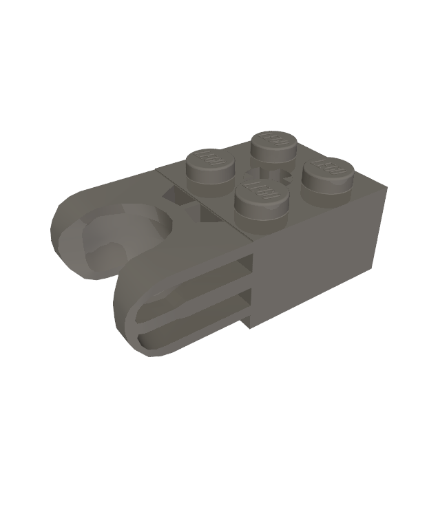 LEGO - Technic, steen gemodificeerd 2 x 2 met kogelgewricht en as-gat - rechte vorken met ronde uiteinden en gesloten zijkanten - Dark Bluish Gray | N