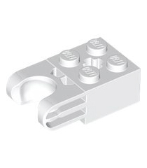 LEGO - Technic, steen gemodificeerd 2 x 2 met kogelgewricht en as-gat - rechte vorken met ronde uiteinden en gesloten zijkanten - White | N - Thumbnail