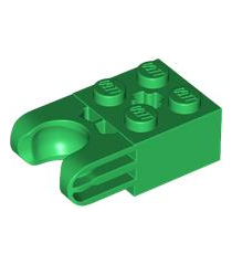 LEGO - Technic, steen gemodificeerd 2 x 2 met kogelgewricht en as-gat - rechte vorken met ronde uiteinden en gesloten zijkanten - Green | N - Thumbnail