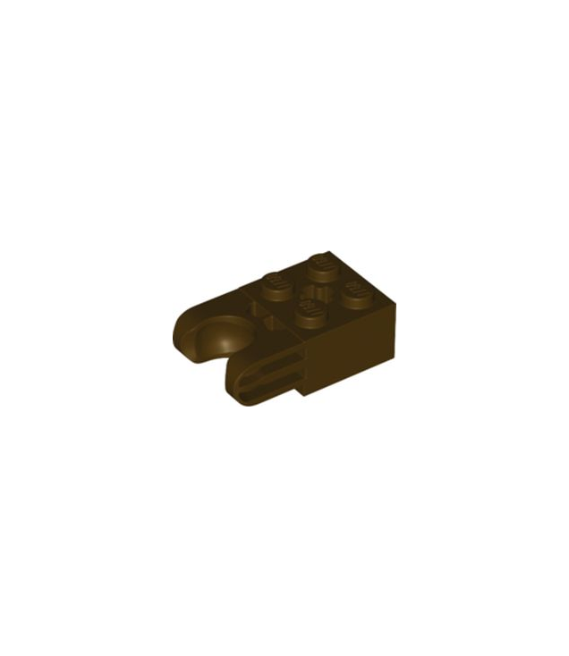 LEGO - Technic, steen gemodificeerd 2 x 2 met kogelgewricht en as-gat - rechte vorken met ronde uiteinden en gesloten zijkanten - Dark Brown | N