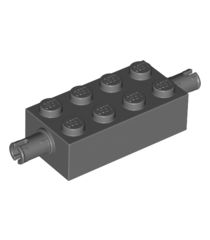 LEGO - Steen, gemodificeerd 2 x 4 met pennen - Dark Bluish Gray | N - Thumbnail