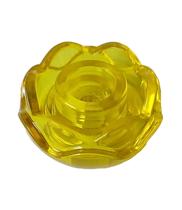 LEGO - Plant bloem rond met 2 lagen (pioenroos) met open nop en klein pen­gat - Trans-Yellow | N