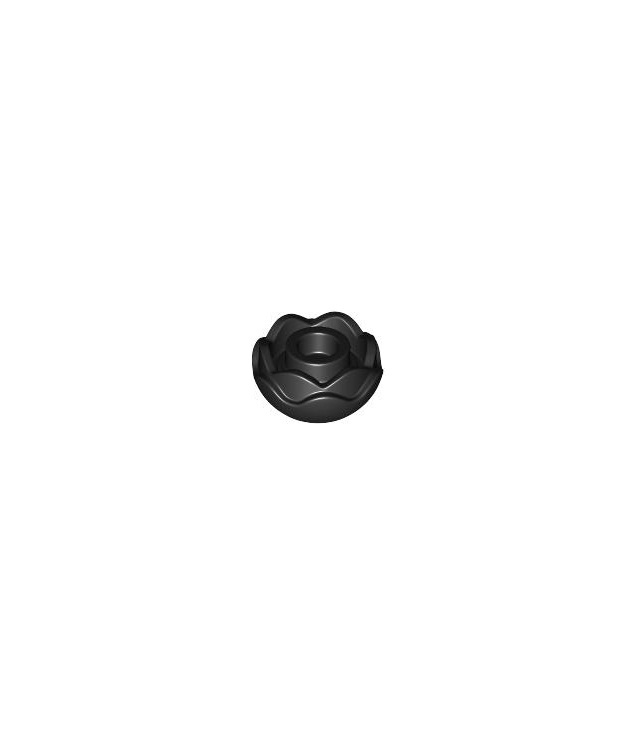 LEGO - Plant bloem rond met 2 lagen (pioenroos) met open nop en klein pen­gat - Black | N