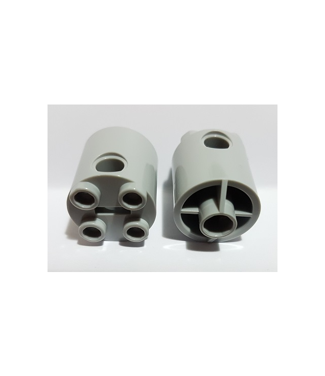 LEGO - Steen, rond 2 x 2 x 2 robotlichaam met onder een ashouder in X-vorm + uitlijning - Light Bluish Gray | N