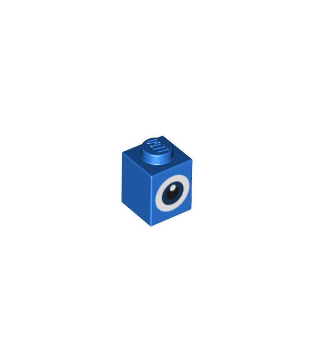 LEGO - Steen 1 x 1 met donkerblauw-wit oog en zwarte pupil­opdruk (Super Mario-pinguïn) - Blue | N