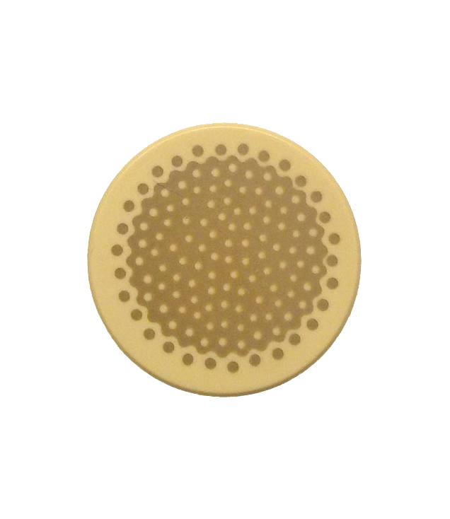 LEGO - Tegel, rond 2 x 2 met onderop een nophouder en donkerbeige bamboestamdoorsnede­patroon - Tan | N